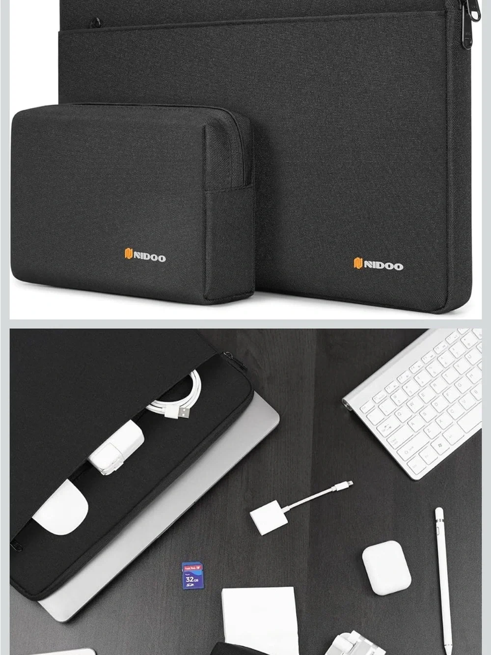 Black Laptop & Accessory Sleeve Set - Protective Tablet Case